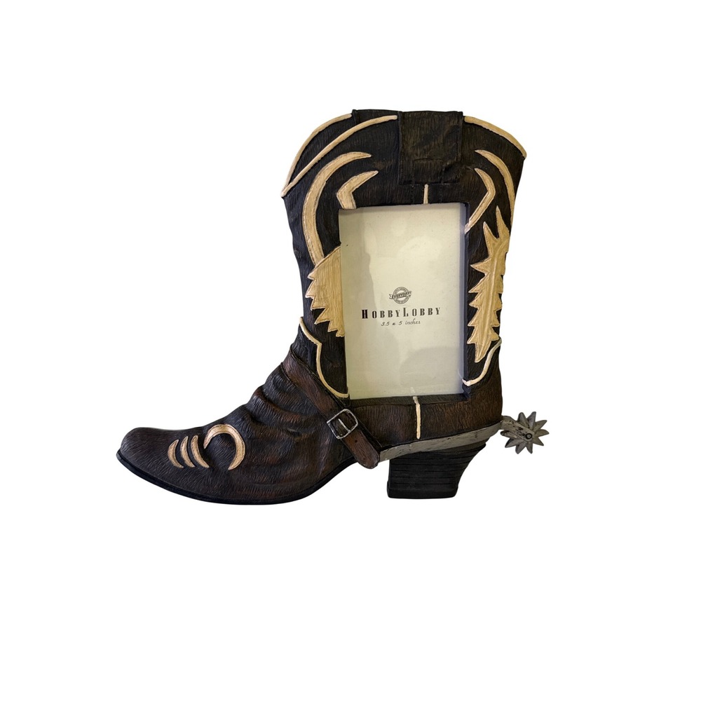 Cowboy Boot Frame for Table Top. Fits 3.5" x 5" Photo. Spur western cowboy boot